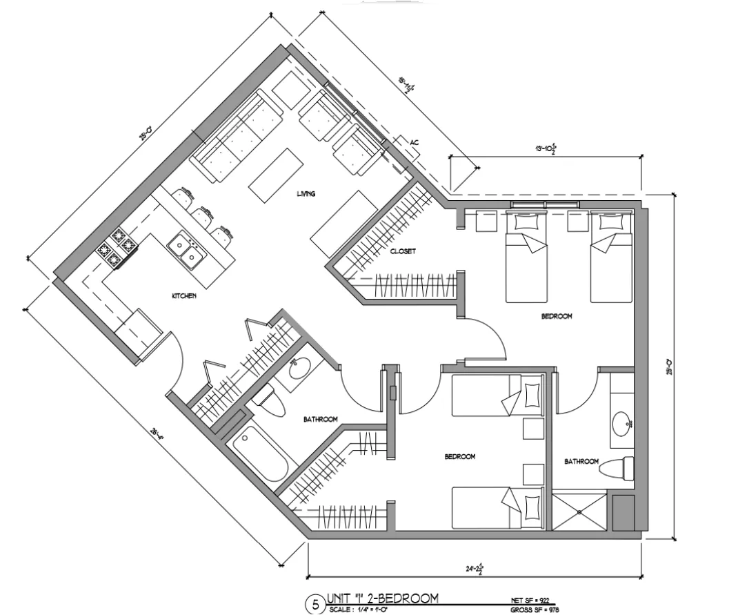 1701 unit i 2 bed floor plan