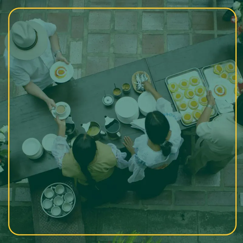 person going through a food service line