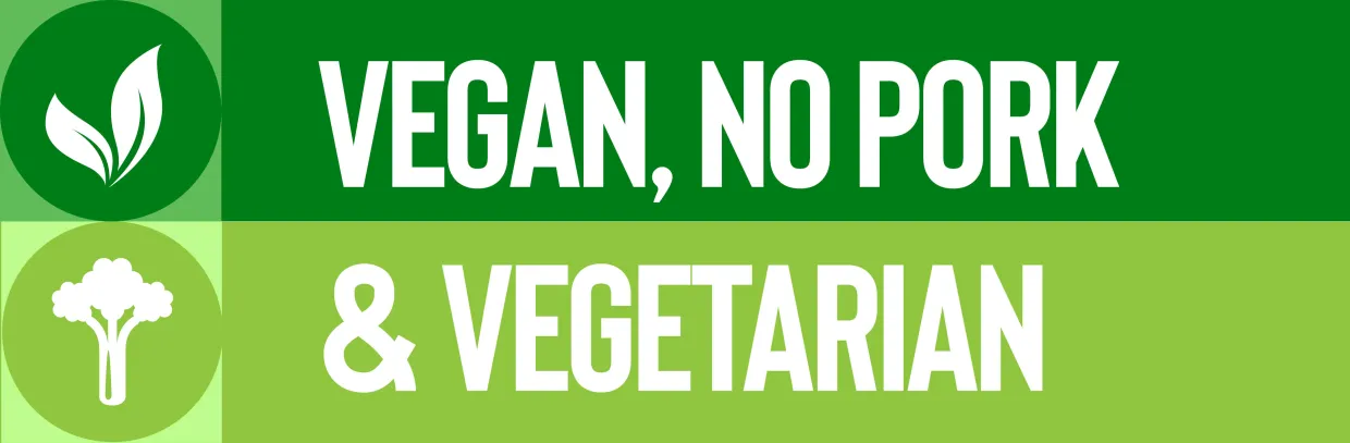 Vegan, No Pork, and Vegetarian