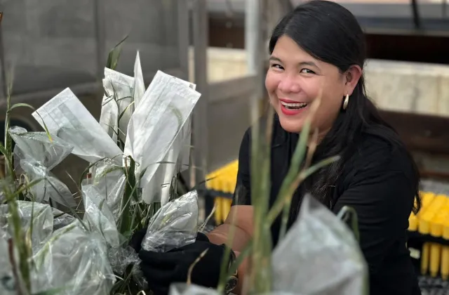 Abbeah Navasca in greenhouse