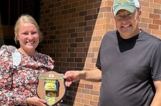 Lydia and Ron with spam award