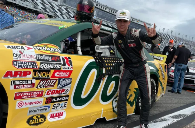 Bryce Haugeberg with his race car