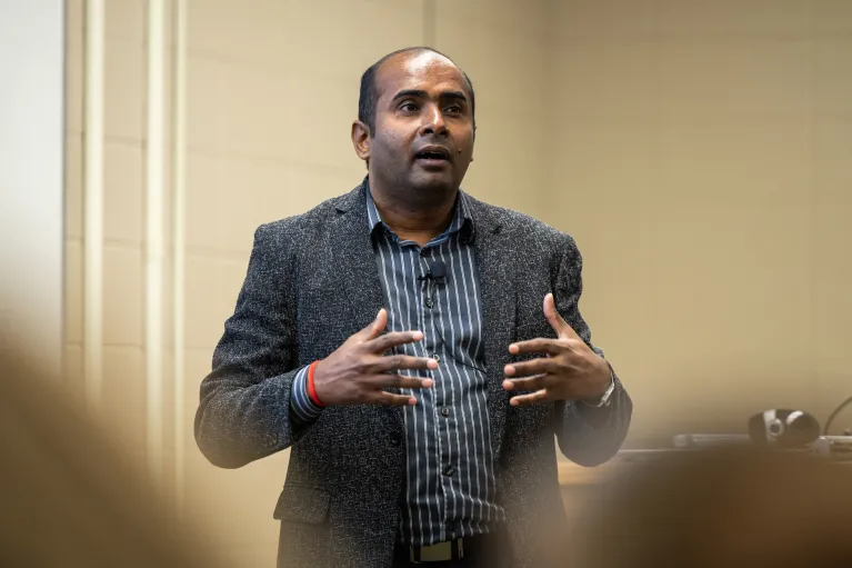 Image of Sathish in the classroom