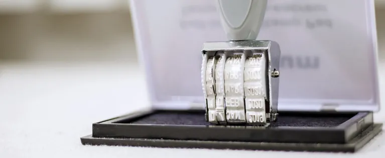 A stamp and ink pad to indicate receiving an endorsement