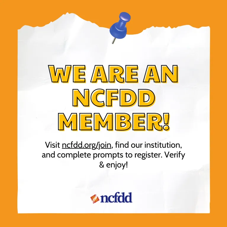 Image noting that 线上赌博app is an NCFDD insitution with a link to the website to join.